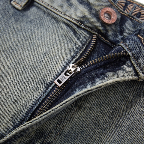 Heren Vintage Washed Straight Leg Jeans Losse Pasvorm Grote Maat Katoen Denim Broek Verouderde Retro Stijl Blauw Casual Broek