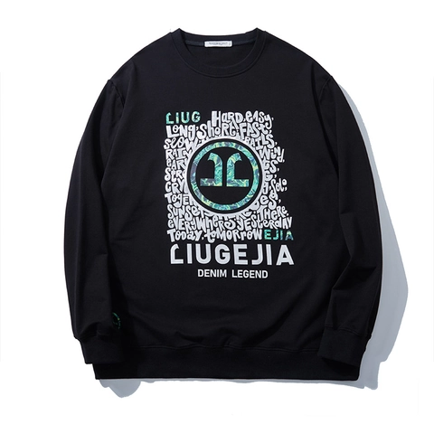 Sweat-Shirt pour Hommes Grande Taille Coupe Décontractée Col Rond Manches Longues Pullover Mélange de Coton Imprimé Streetwear