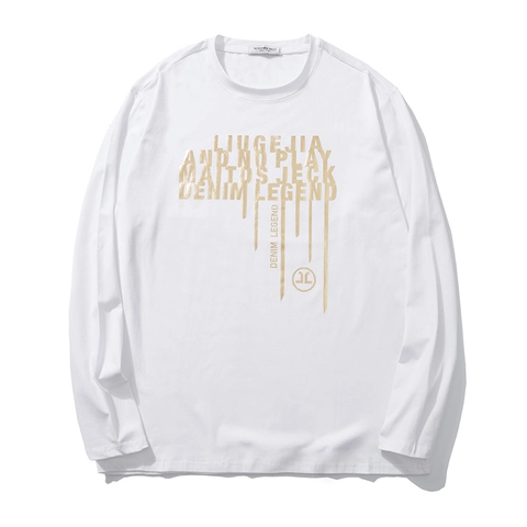Men's Plus Size Long Sleeve T-Shirt Loose Cotton Casual Streetwear Alphabet Graphic Print Round Neck Pullover Top For Men