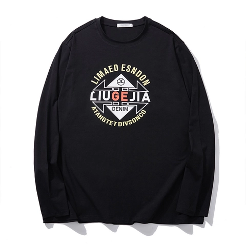 Men's Plus Size Long Sleeve T-Shirt Cotton Blend Crew Neck Printed Geometric Letter Streetwear Loose Casual Autumn Top