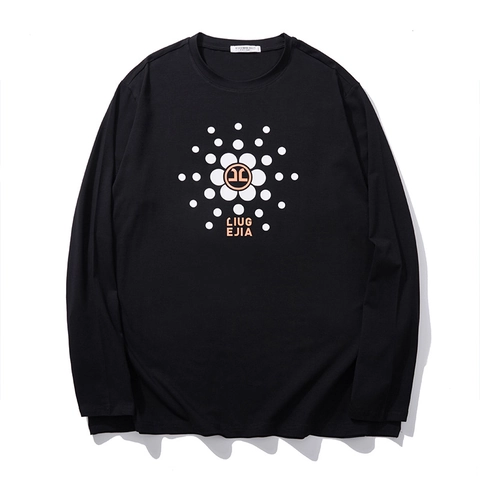 Camiseta de Manga Larga para Hombre de Talla Grande Casual de Mezcla de Algodón Cuello Redondo Top con Estampado Gráfico Moda de Otoño