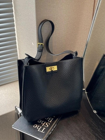 Damen Große Kapazität PU Leder Einkaufstasche Vintage Kieseltextur Unterarmtasche Mit Goldenem Verschluss Pendler Umhängetasche