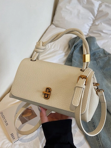Vintage PU Leer Kleine Vierkante Tas Voor Vrouwen Geknoopte Handgreep Slot Sluiting Crossbody Schoudertas Trendy Handtas Kantoortas