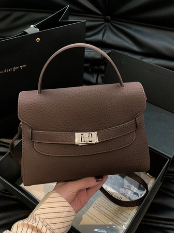 Borsa a Mano Vintage da Donna Trama Litchi in Pelle PU Borsa a Tracolla Con Ciondolo a Forma di Cane Elegante Urban Satchel