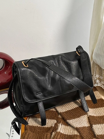 Bolso Bandolera Vintage de Cuero PU para Mujer Gran Capacidad Bolso Mensajero Retro con Solapa Casual Satchel Tote Bag