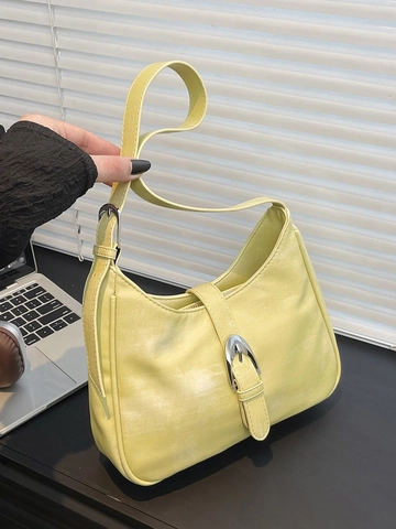 Women Large Capacity PU Leather Hobo Shoulder Bag Vintage Minimalist Underarm Bag Fashion Crossbody Handbag With Metal Buckle