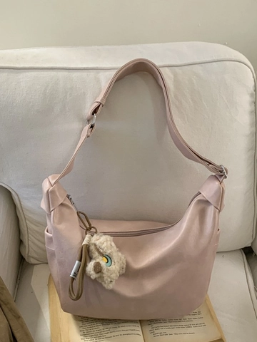 Bolso Hobo Minimalista de Gran Capacidad para Mujer Cuero PU Suave Bolso de Axila Color Sólido Bolso de Hombro Colgante de Peluche