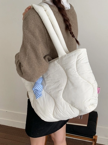 Bolso Tote Acolchado Estilo Coreano para Mujer Bolso de Hombro Acolchado Color Sólido Gran Capacidad Ligero Bolso Nube