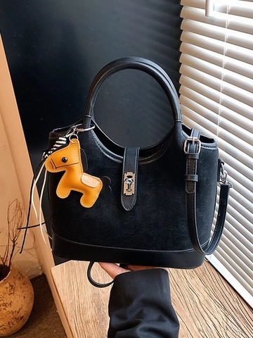 Damen Mode PU Leder Tote Bag Große Kapazität Pendler Schulter Umhängetasche Mit Pferdeanhänger Elegante Arbeit Handtasche