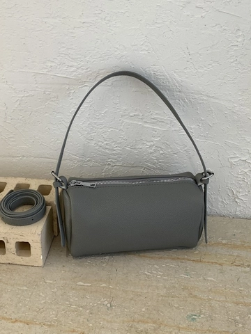 Women Fashion PU Leather Lychee Pattern Cylindrical Shoulder Bag Retro Minimalist Pillow Handbag With Adjustable Strap Daily Use