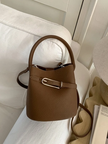 Borsa a Secchiello in Pelle PU con Motivo Litchi Retrò Occidentale per Donna Borsa a Tracolla Minimalista Alla Moda Borsa a Mano