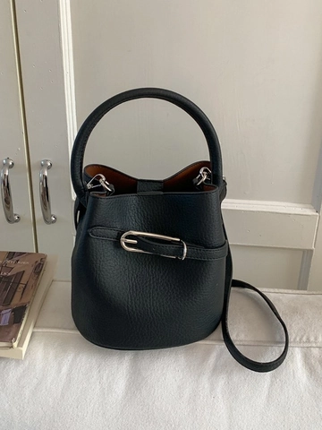 Borsa a Secchiello in Pelle PU con Motivo Litchi Retrò Occidentale per Donna Borsa a Tracolla Minimalista Alla Moda Borsa a Mano
