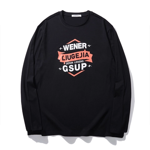 Heren Grote Maat Trendy Grafisch T-Shirt Lange Mouwen Los Katoen Bedrukt Ronde Hals Casual Tee Streetwear