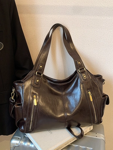 Borsa Tote da Donna Retro Moda Grande Capacità in Pelle PU Borsa a Tracolla Urbana Minimalista Sottobraccio Borsa a Tracolla per Ufficio