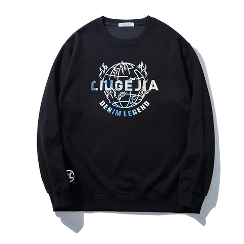 Felpa da Uomo Taglie Forti con Stampa Vestibilità Ampia Manica Lunga Girocollo Misto Cotone Pullover Casual Streetwear Top