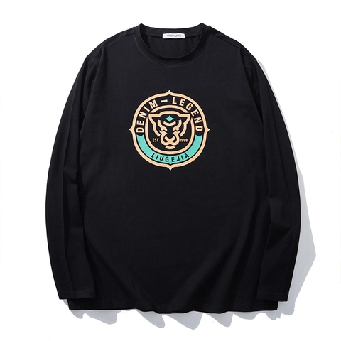 Heren Grote Maat Long Sleeve T-Shirt Katoenmix Bedrukt Tijgerkop Logo Ronde Hals Casual Streetwear Grafische Top