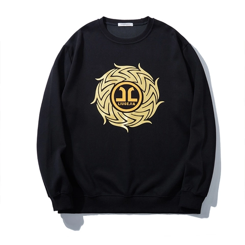 Sudadera de Talla Grande para Hombre Corte Holgado Mezcla de Algodón Estampado de Letras Cuello Redondo Manga Larga Pullover Otoño Casual