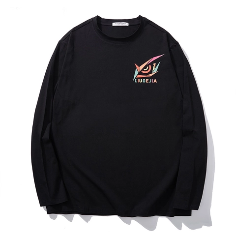 Maglietta da Uomo Taglie Forti Manica Lunga Misto Cotone Vestibilità Comoda Stampa Geometrica Girocollo Top Casual