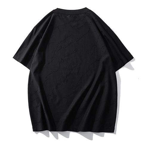Camiseta Jacquard para Hombre Talla Grande Casual Manga Corta Cuello Redondo Corte Holgado Top de Mezcla de Algodón