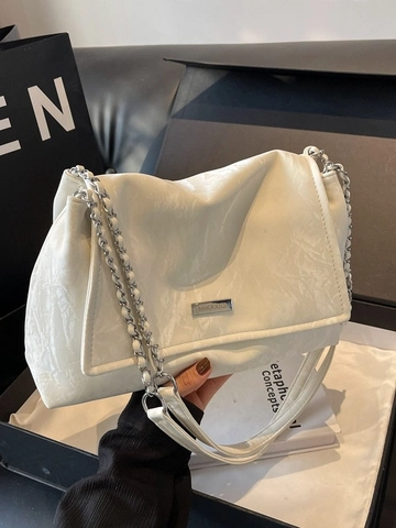 Fashion Wrinkled PU Leather Tote Bag For Women Large Capacity Chain Strap Crossbody Bag Casual Daily Shoulder Bag