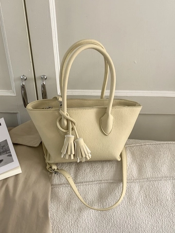 Borsa a Secchiello da Donna Minimalista in Pelle PU Elegante Handbag Retrò Con Nappa Borsa a Tracolla alla Moda Per Pendolarismo