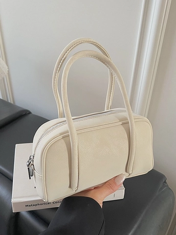 Borsa Boston in Pelle PU Vintage da Donna Borsa a Mano Semplice con Cuciture Urbana Tracolla Versatile Borsa a Spalla da Pendolare