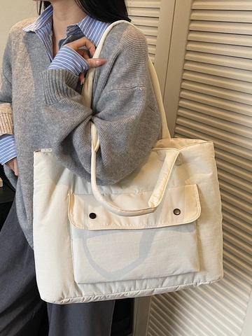Große Kapazität Damen Gesteppte Puffer Tote Bag Nylon Gepolsterte Schultertasche Urban Simple Handtasche Für Pendler