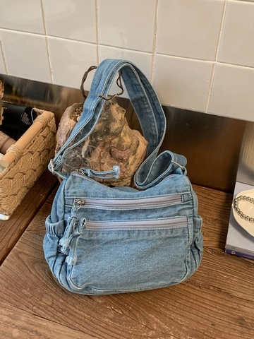 Borsa a Tracolla in Denim Vintage da Donna Patchwork Tasche Multiple Piccola Borsa a Spalla Casual in Denim Lavato Borsa Cellulare