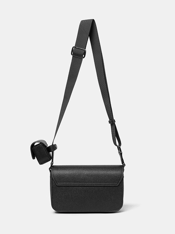 Borsa a Tracolla Piccola Quadrata in Pelle PU Retrò da Donna Tracolla Larga Con Mini Pochette Borsa Messenger Minimalista Tinta Unita