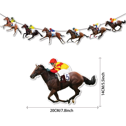 Pferderennen Thema Party Wimpelkette Banner Bunte Jockey Nummer Papier Girlande Für Geburtstag Sport Event Feier Dekoration