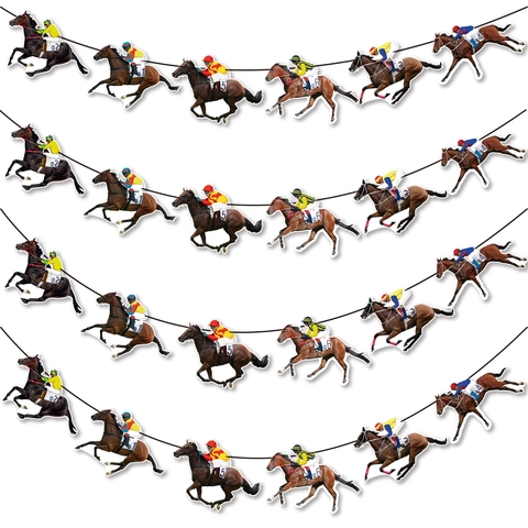 Pferderennen Thema Party Wimpelkette Banner Bunte Jockey Nummer Papier Girlande Für Geburtstag Sport Event Feier Dekoration