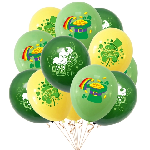 St. Patrick's Day Latex Balloons Shamrock Beer Mug Rainbow Pot Of Gold Prints Green Yellow Festive Party Decoration Balloons