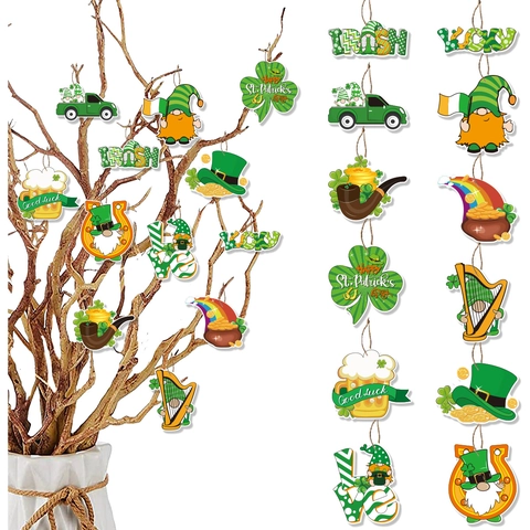 St. Patrick's Day Hängende Anhänger Irische Kleeblatt Gnom Papier Anhänger Für Festival Party Dekor Grün Glückliche Ornamente