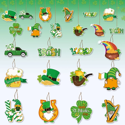 St. Patrick's Day Hängende Anhänger Irische Kleeblatt Gnom Papier Anhänger Für Festival Party Dekor Grün Glückliche Ornamente