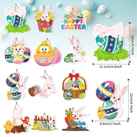 Decorazioni Sospese di Pasqua in Carta Con Motivo di Coniglio Uovo Pulcino Carota Etichette per Festa Casa Decorazione Stagionale Set