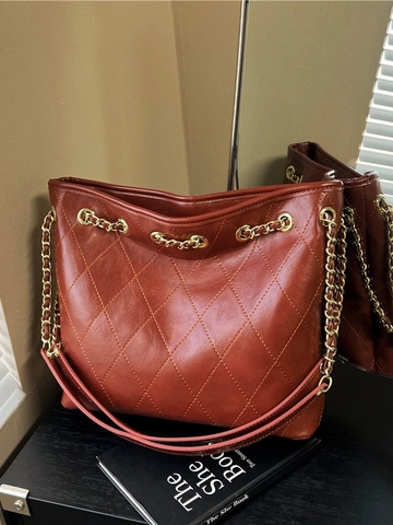 Sac Fourre-tout Femmes Grande Capacité Matelassé Losanges Cuir PU Mode Bandoulière Chaîne Dorée Sac à Épaule Rétro Navettage Main