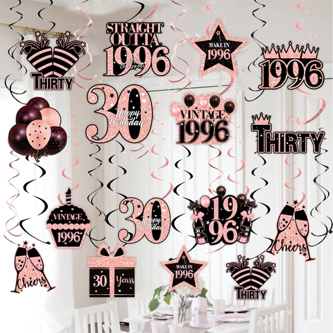 Roségold Geburtstag Party Hängende Wirbel Dekorationen Jubiläum Vintage Decken Spiral Ornamente Für Herren Damen Event Dekor