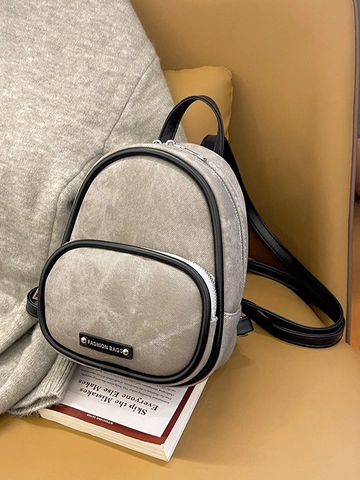 Mini Sac à Dos en Cuir PU Rétro pour Femmes Texture Lavée Petit Sac de Voyage de Mode Fashion Bags Design Avec Passepoil Contrasté