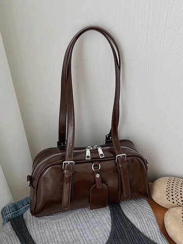 Vintage Damen Boston Achseltasche Retro PU Leder Große Kapazität Umhängetasche Verstellbarer Riemen Mode Handtasche Für Den Alltag