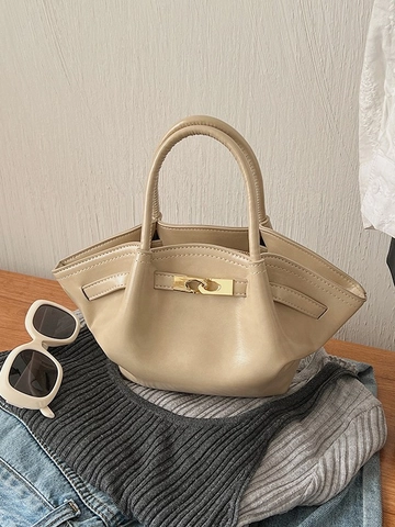 Bolso Bombonera de Cuero PU Retro para Mujer Moda Color Sólido Brillante Bolso de Mano Hebilla de Metal Bandolera Versátil para Uso Diario
