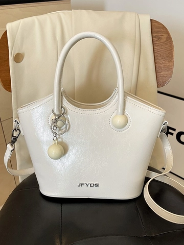 Borsa a Secchiello in Pelle PU Moda Donna Minimalista Con Ciondolo a Sfera Rotonda Borsa a Tracolla Per Lo Shopping Quotidiano Street Style