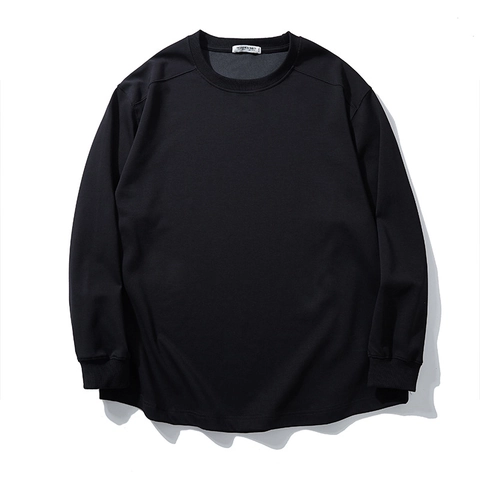 Men Plus Size Cotton Long Sleeve T-Shirt Simple Solid Color Thickened Base Layer Crew Neck Drop Shoulder Loose Casual Top
