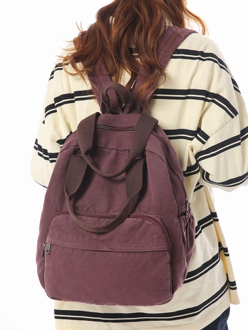 Mochila de Gran Capacidad para Mujer Poliéster Casual Color Sólido Ligera Bolsa de Viaje Moda Bolso de Mano Bolso de Bandolera