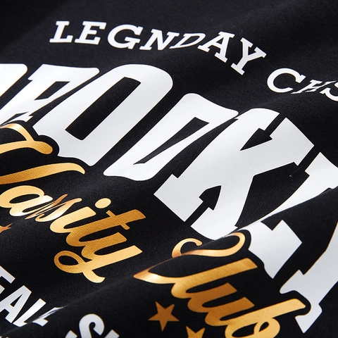 Heren Grote Maat Katoenmix Sweatshirt Brooklyn Varsity Club Gedrukt Losse Pasvorm Ronde Hals Lange Mouw Sport Top