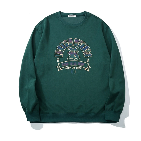 Heren Grote Maten Crewneck Sweatshirt Katoenmix Kleurrijke Letterprint Oversized Lange Mouw Streetwear Casual Pullover