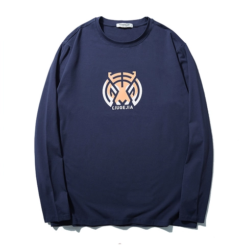 T-Shirt à Manches Longues Pour Hommes Grande Taille Mélange de Coton Imprimé Tigre Géométrique Décontracté Col Rond Ample