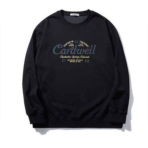 Sudadera de Talla Grande para Hombre con Estampado de Letras Cuello Redondo Manga Larga Pullover Holgado Casual Deportivo Mezcla Algodón