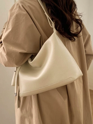 Grand Sac Fourre-Tout Hobo en Cuir PU Rétro pour Femmes Texture Litchi Vintage Sac Bandoulière Avec Petite Pochette