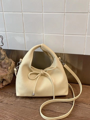 Women Litchi PU Leather Handbag Elegant Bow Design Minimalist Crossbody Shoulder Bag For Daily Commute Versatile Square Bag