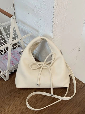 Women Litchi PU Leather Handbag Elegant Bow Design Minimalist Crossbody Shoulder Bag For Daily Commute Versatile Square Bag